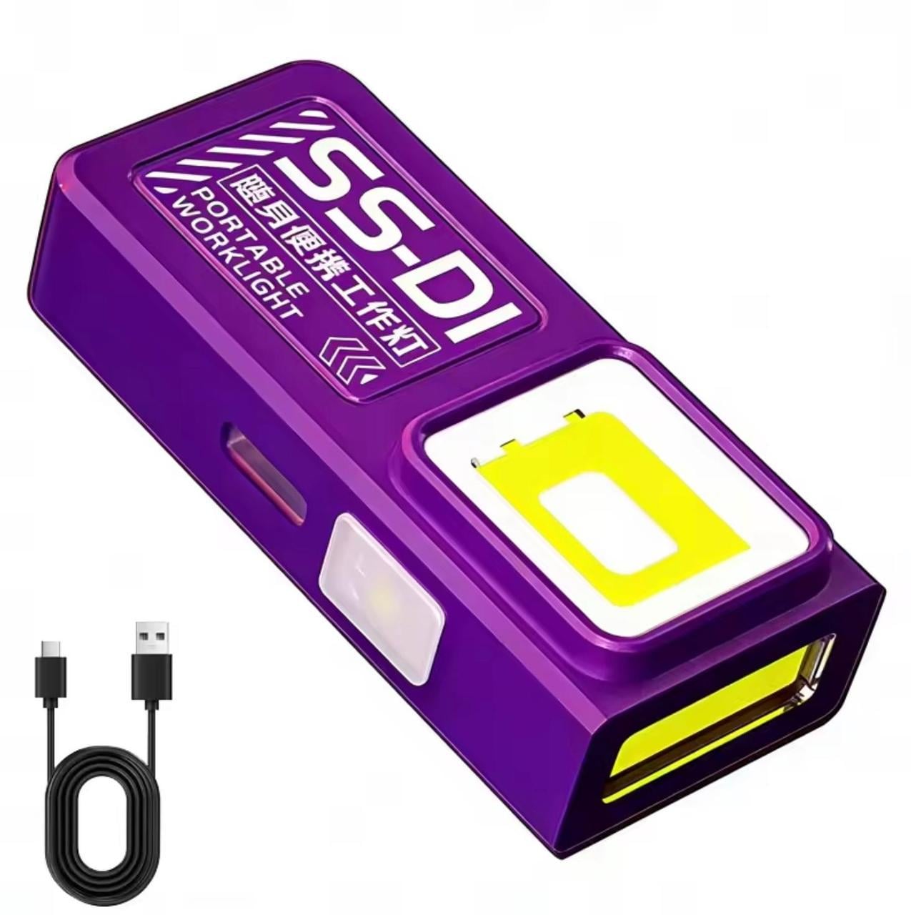 Фонарик аккумуляторный LED COB USB Type-C с магнитом и клипсой карманный EDC 4 режима Фиолетовый Фонарик аккумуляторный LED COB USB Type-C с магнитом и клипсой карманный EDC 4 режима Фиолетовый