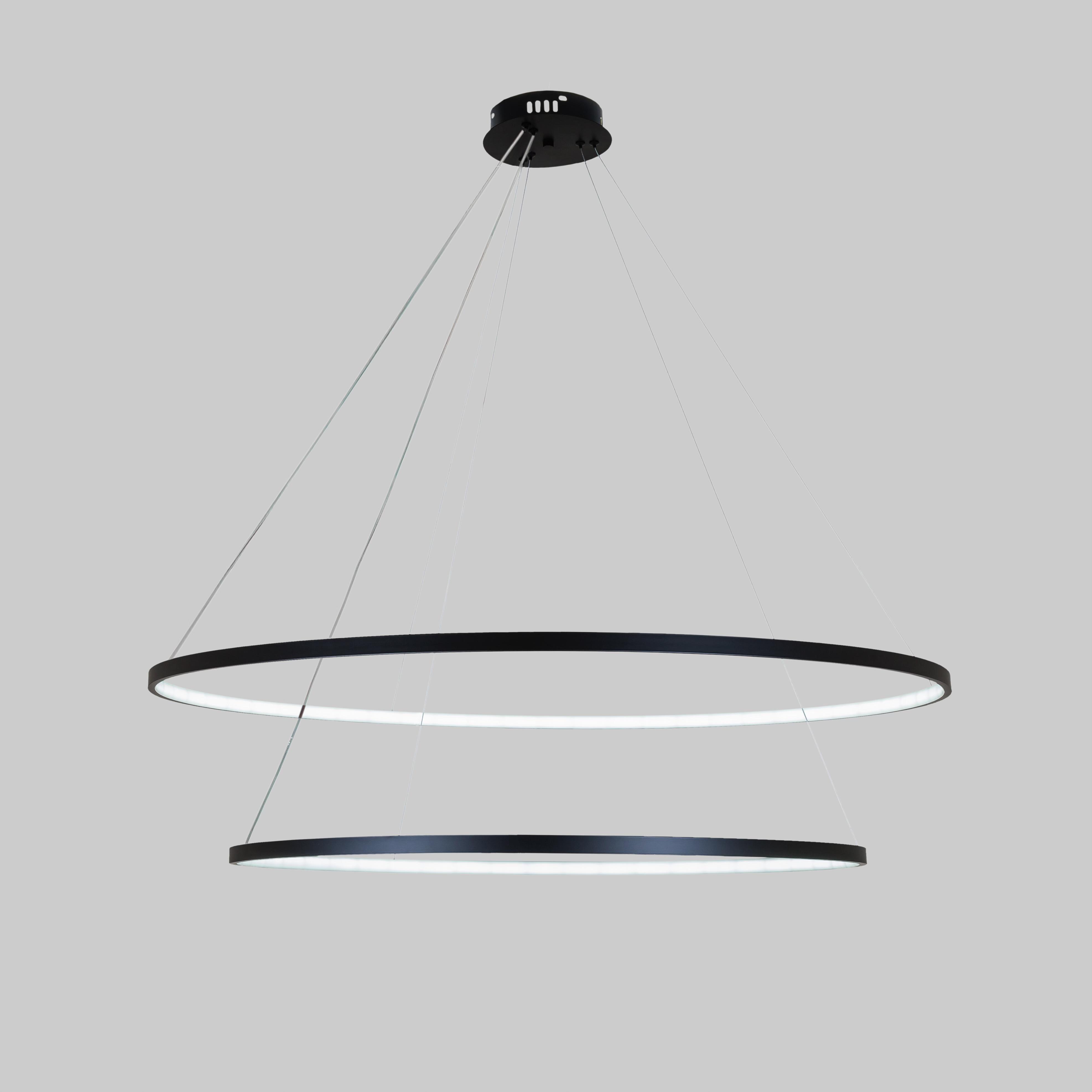 Люстра кольцевая Circle светодиодная двойная 80/100 см Черный (52-9832-2A BLACK LED (800/1000))