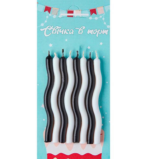 Свечи для торта Fiesta 8 см 8 шт. Black/White (12966358)