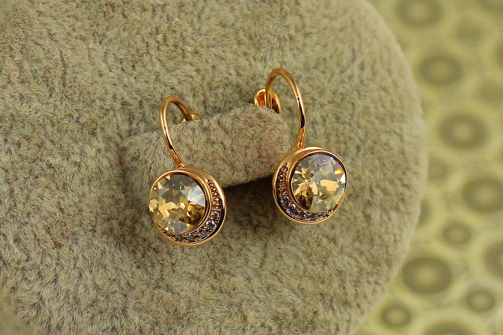 Серьги Xuping Jewelry Сияние шампанского с камнями Сваровски 1,7 см Золотистый (34592334)