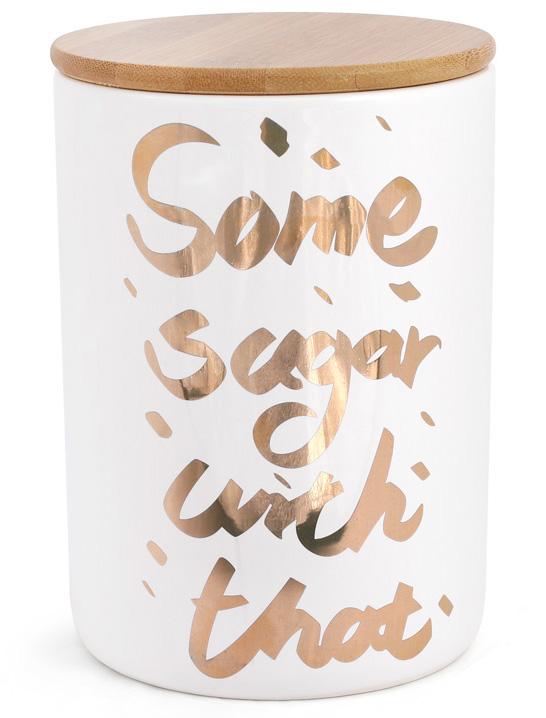 Банка фарфоровая Some sugar 1225 мл с бамбуковой крышкой Белый (BD-945-224)