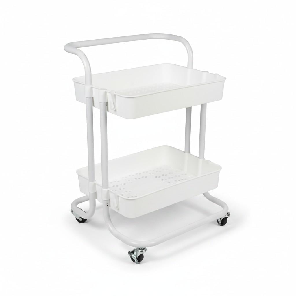 Этажерка на колесах Comfort 2-ярусная 41х39х59 см Белый (WW01356-W)