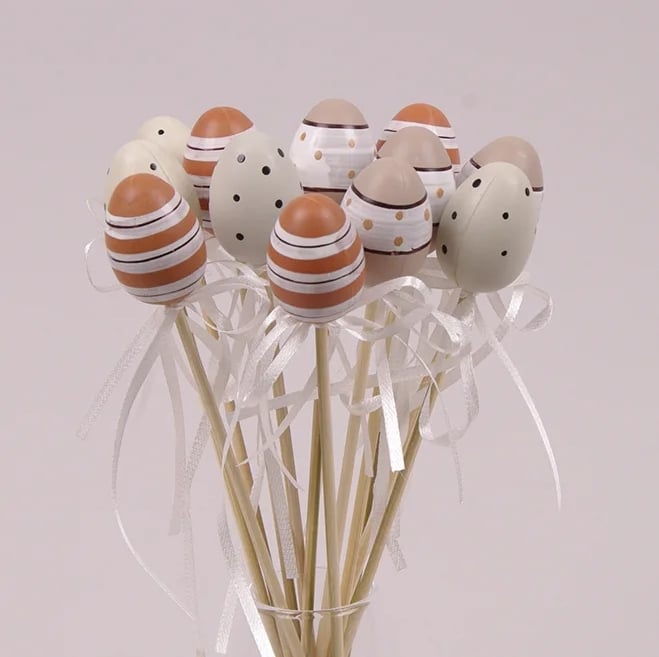 Декорация пасхальная на пике Flora Писанка микс 12 шт. (44061)