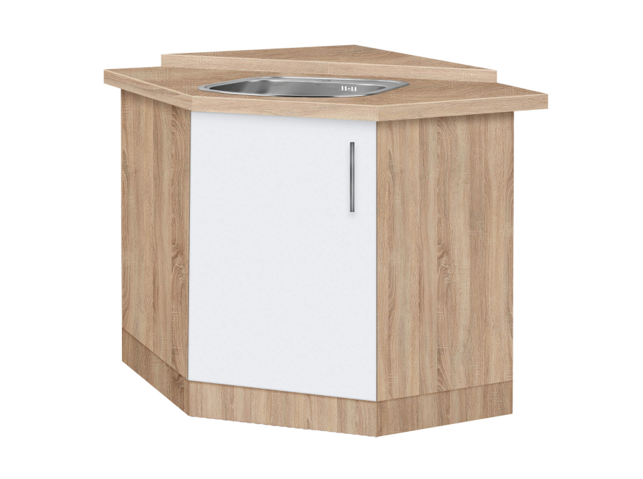 Тумба кутова кухонна №1 МАКСІ-МЕблі з врізною мийкою квадрат зі стільницею Дуб сонома/Білий гладкий (5103422)