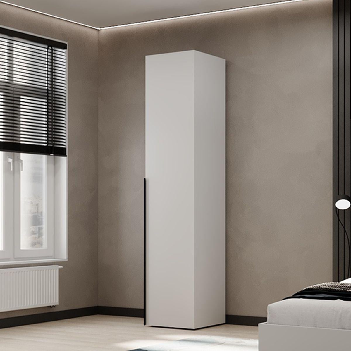 Шкаф-пенал AiH Light однодверный со штангой и полками ламинированное ДСП 40х220х50 см Белый бриллиант (LT09010000000)