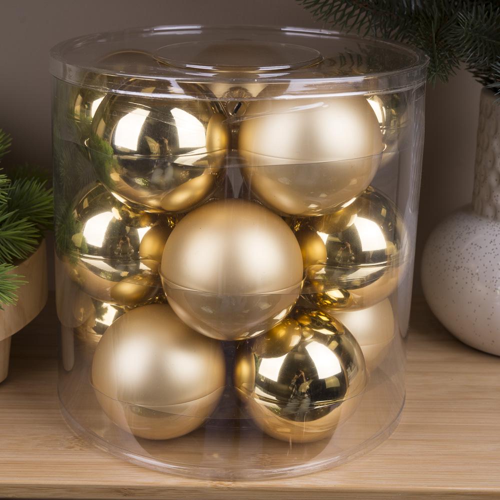 Шары новогодние из стекла 8 см 15 шт. Золотой (4271-32)
