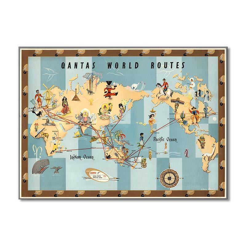 Винтажная карта Карта мировые маршруты 1 модуль 40х60 см