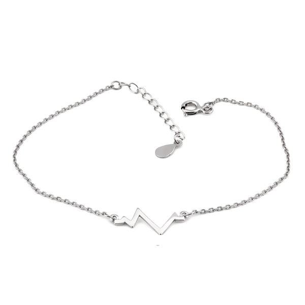 Браслет серебряный с кулоном Пульс в минималистичном стиле