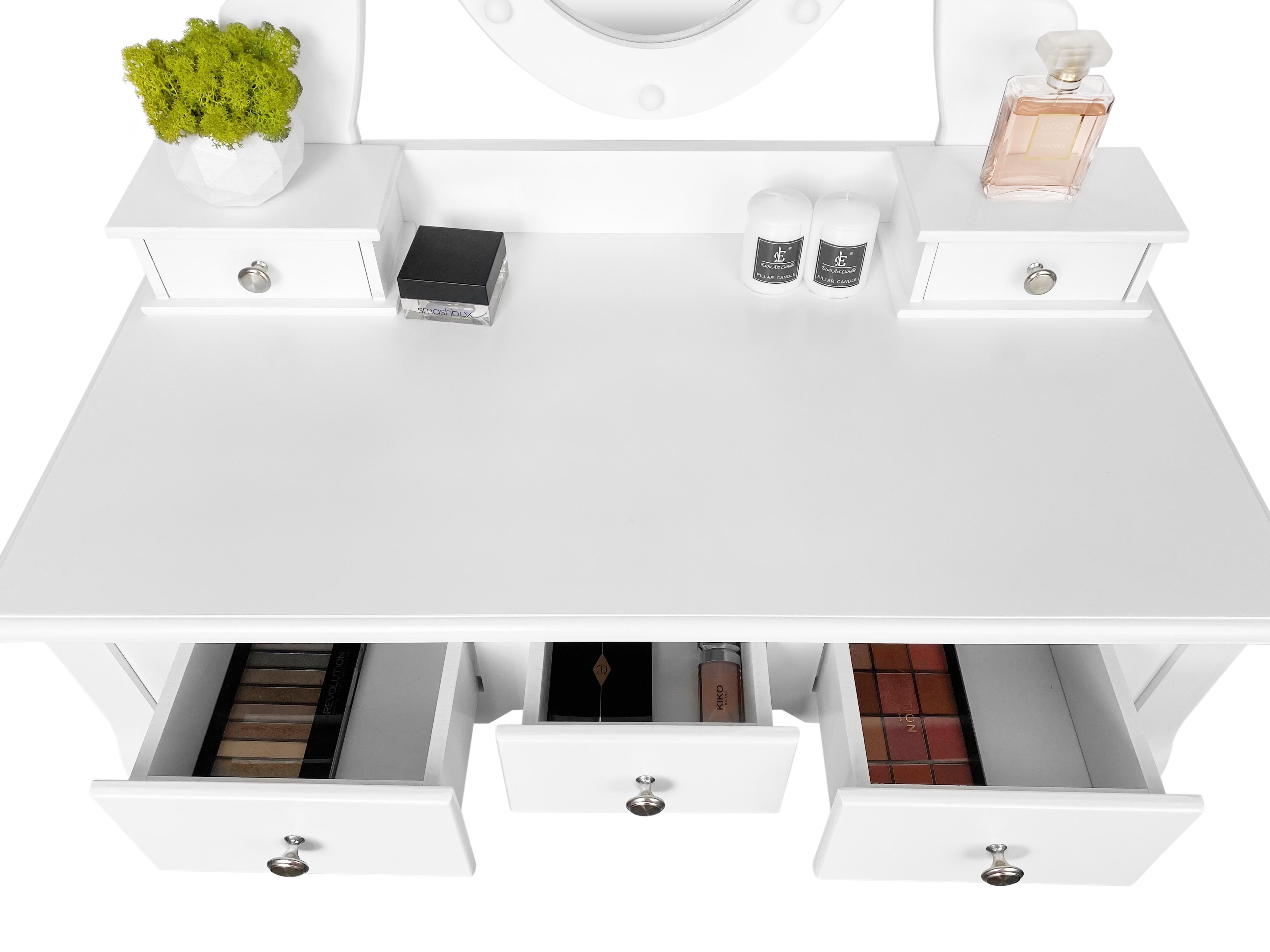 Туалетний столик з дзеркалом Homart Denver з підсвіткою та табуретом Білий (9361) - фото 7 Туалетний столик з дзеркалом Homart Denver з підсвіткою та табуретом Білий (9361) - фото 7