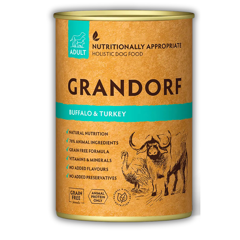 Корм для собак влажный Grandorf Буйвол и индейка для взрослых собак всех пород 400 г (GDW99406) Корм для собак влажный Grandorf Буйвол и индейка для взрослых собак всех пород 400 г (GDW99406)