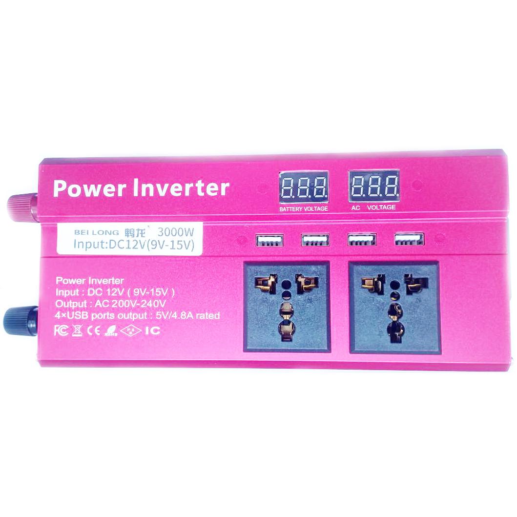 Автомобільний інвертор Bei Long Power Inverter 019 c 12V на 220V 3000W модифікована синусоїда Red (11061)