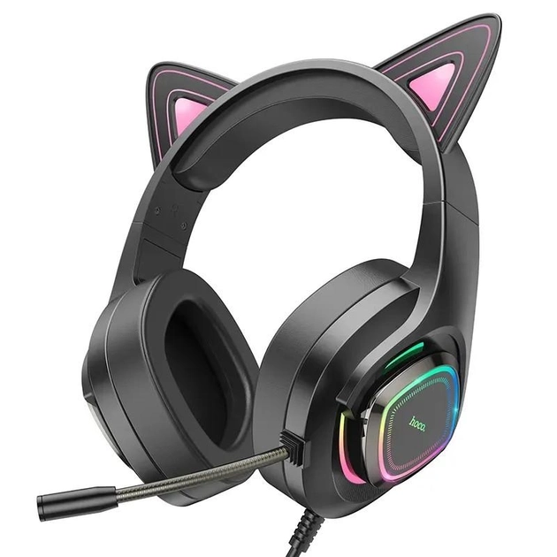 Наушники игровые Hoco W107 Cute cat Phantom Черный/Розовый (13379838)