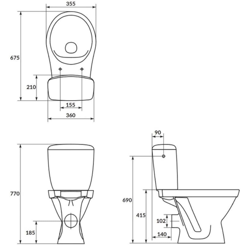 Унитаз-компакт Cersanit Kadda 821 Simpleon CE011 с сиденьем дюропласт 3/6 л (TK-K119-030) - фото 4