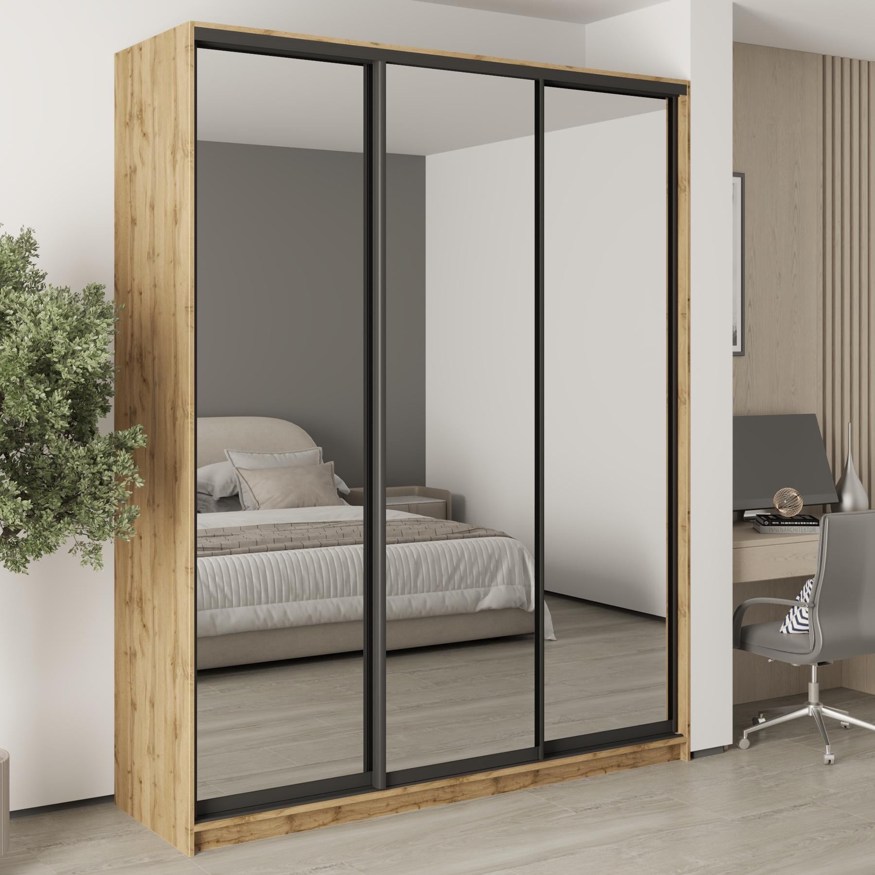 Шкаф-купе трехдверный MebelStar Стандарт BG 3 Зеркала 190x60x240 см Дуб тахо (MBS-8863)