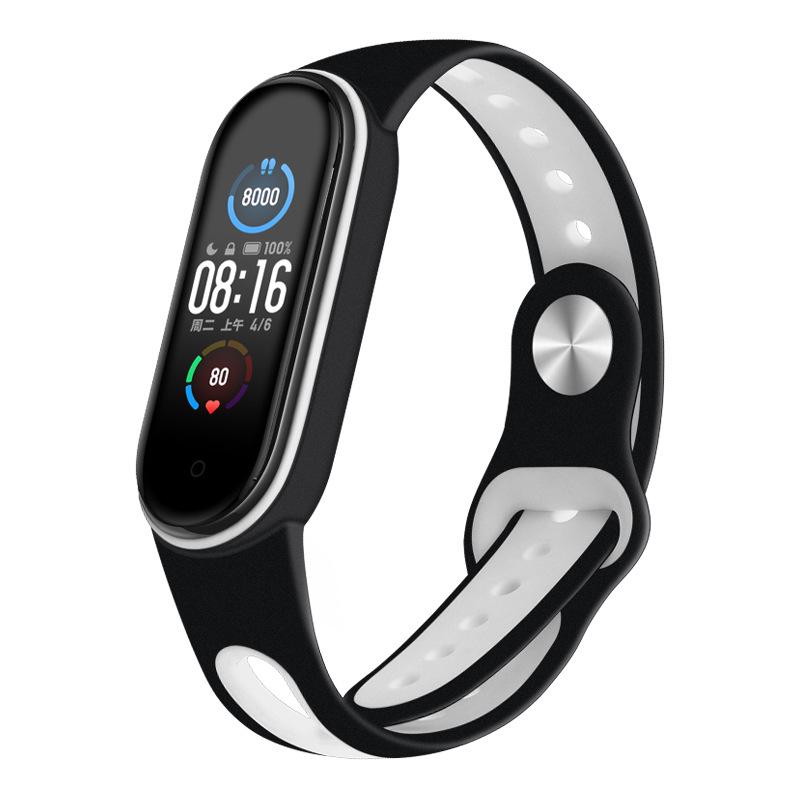 Ремінець Sport Style BeCover для Xiaomi Mi Smart Band 5/Mi Smart Band 6 Black/White (705170)
