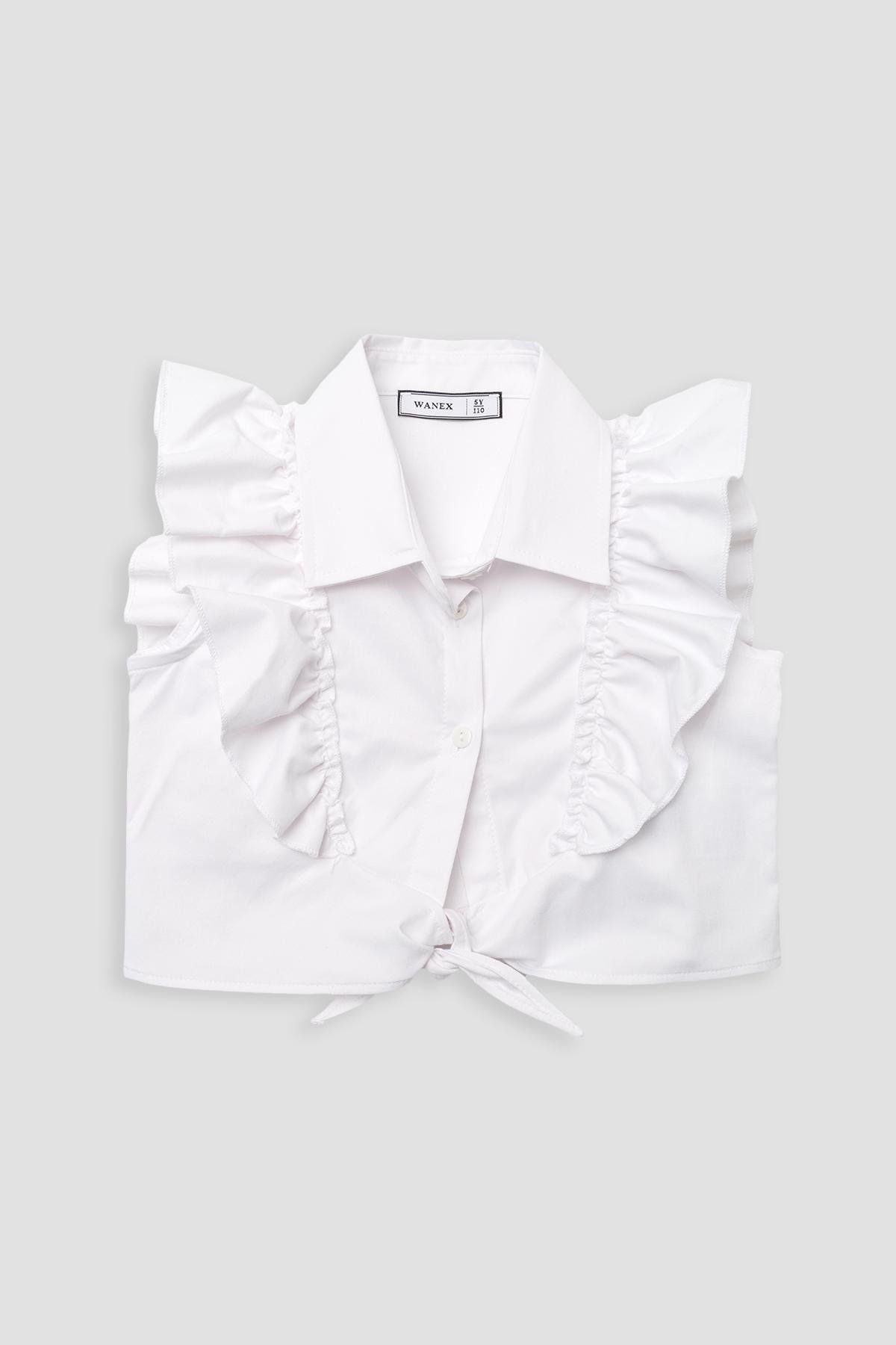 Блуза з коротким рукавом ЦБ-00270332 для дівчинки 122 см Білий (SKT001046193)