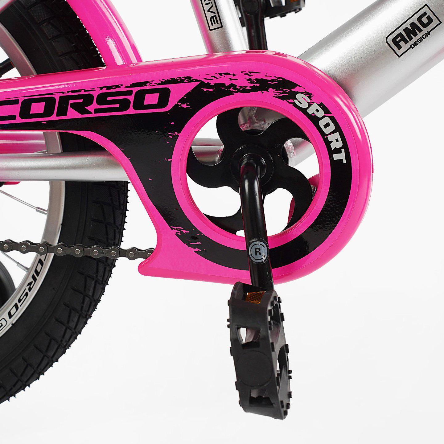 Велосипед двухколесный Corso MAXIS 16" для девочки с корзиной и багажником Бело-розовый - фото 4 Велосипед двухколесный Corso MAXIS 16" для девочки с корзиной и багажником Бело-розовый - фото 4