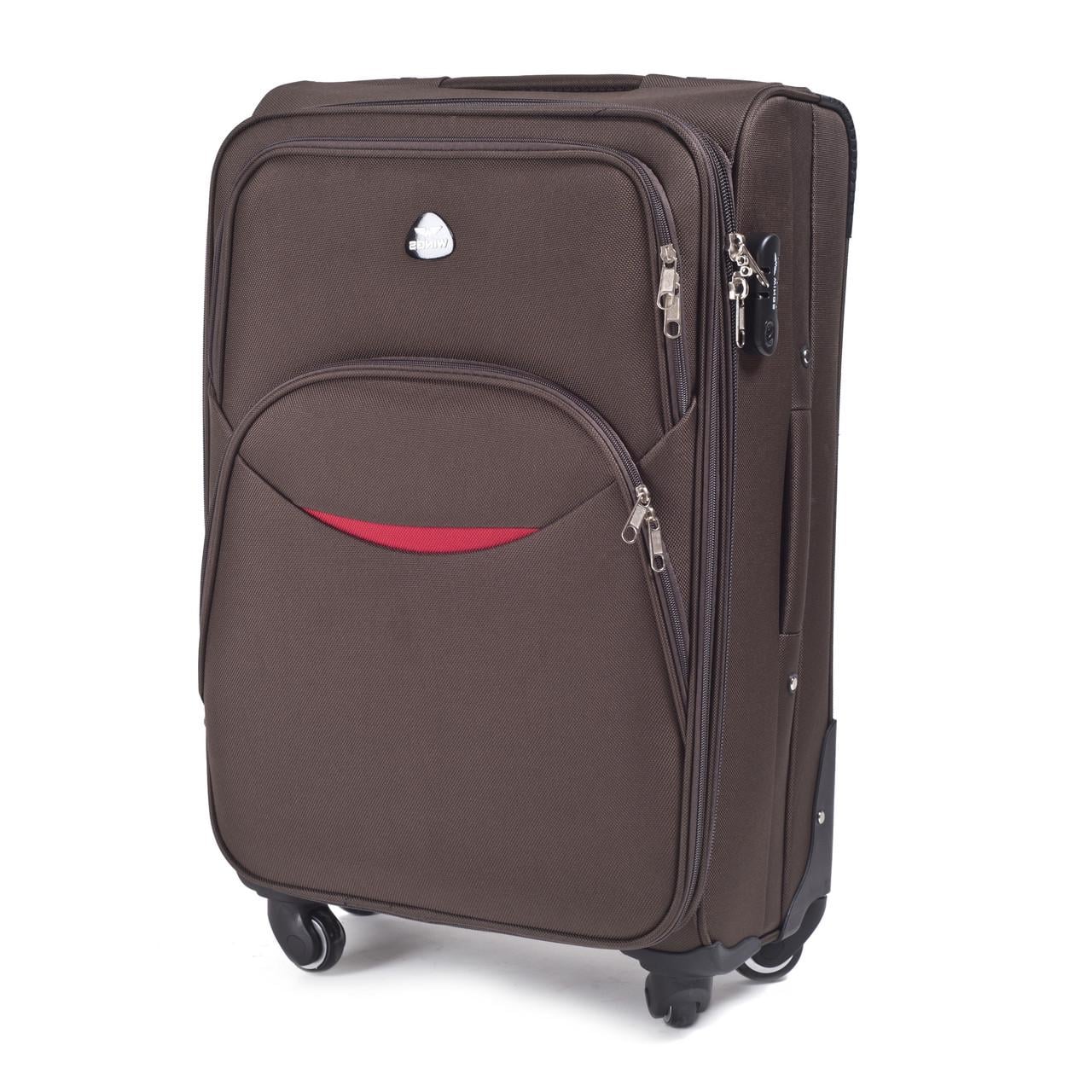 Чемодан Wings 1708 малый 54х35х22 см ручная кладь на 4 колесах Кофейный