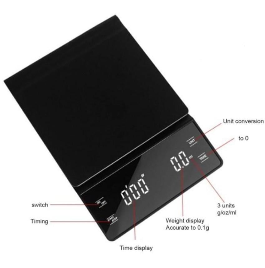 Ваги кухонні цифрові Coffee Scale 4058 з LED-дисплеєм і таймером до 5 кг (1202) - фото 3