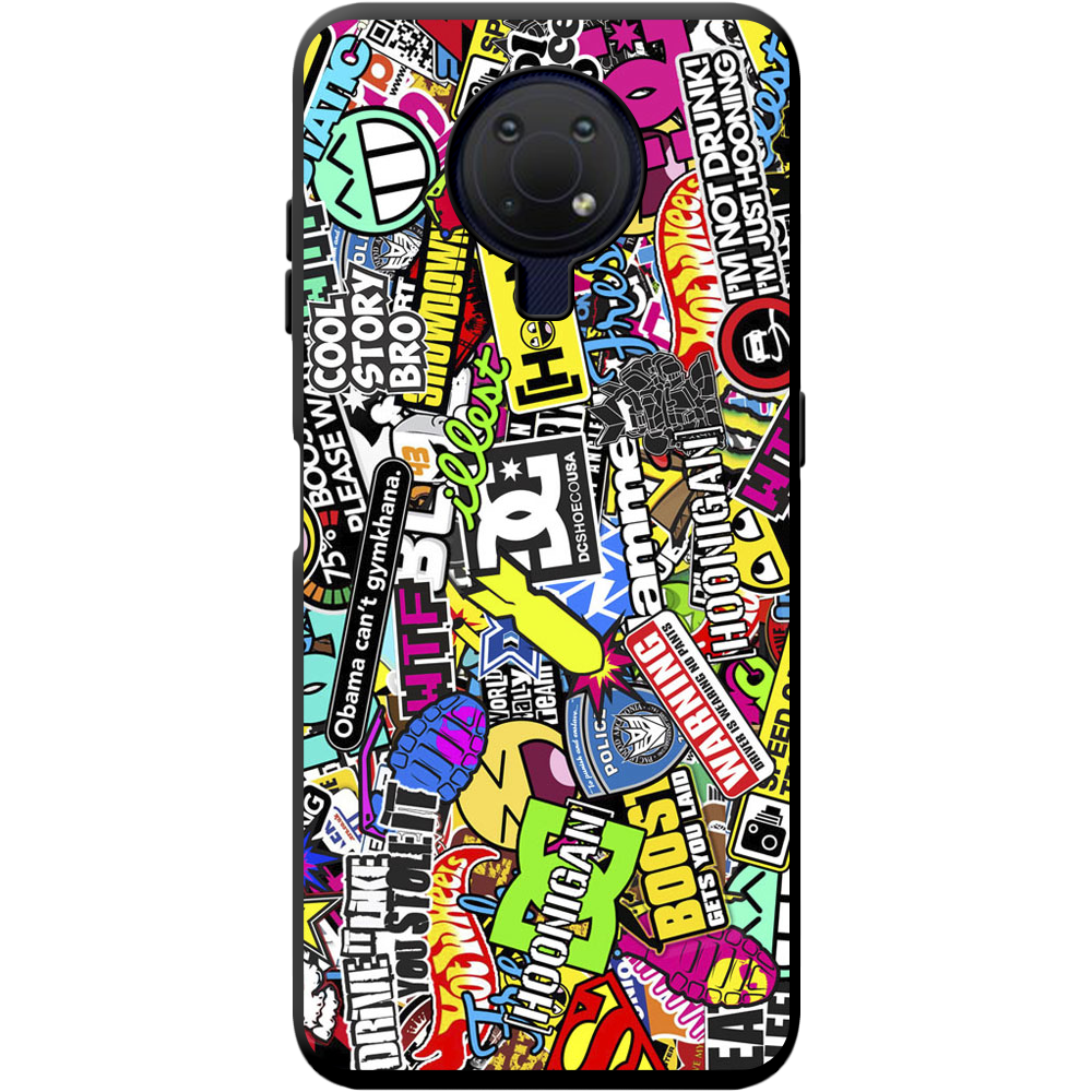 Чехол BoxFace Nokia G10 Multicolored Inscriptions Черный силикон (42626-up880-42880)