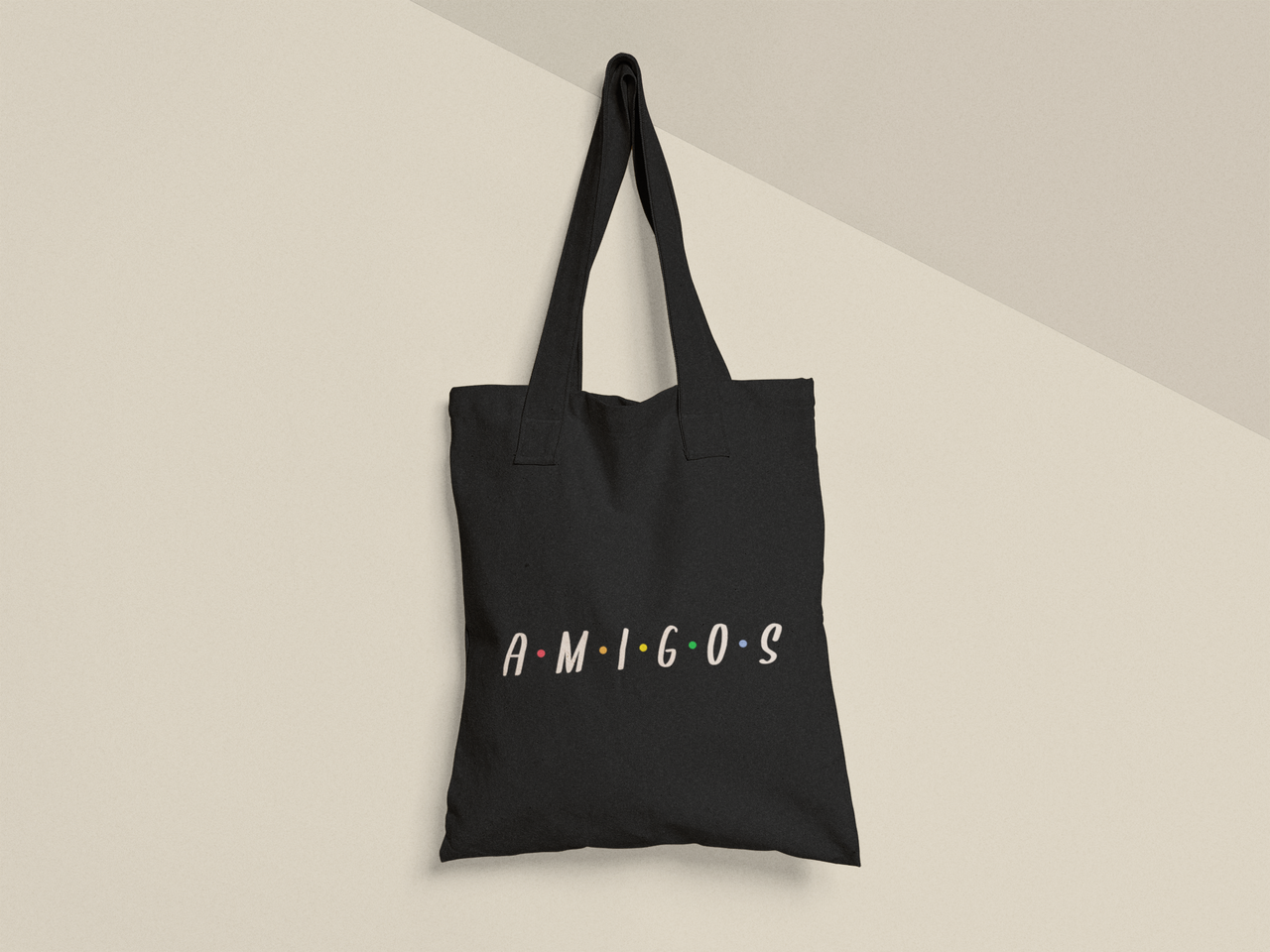 Эко-сумка шоппер с принтом "Amigos" 38х40 см Черный (ПН241-Т1)