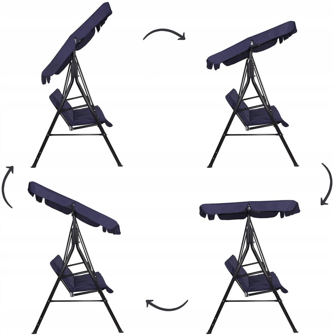 Качели-диван садовые с навесом Springos Luna GS0019 150x170 см - фото 2 Качели-диван садовые с навесом Springos Luna GS0019 150x170 см - фото 2