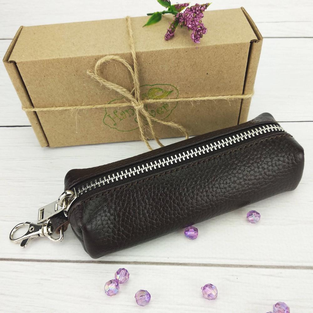 Ключница кожаная HC-104 на молнии Коричневый - фото 5