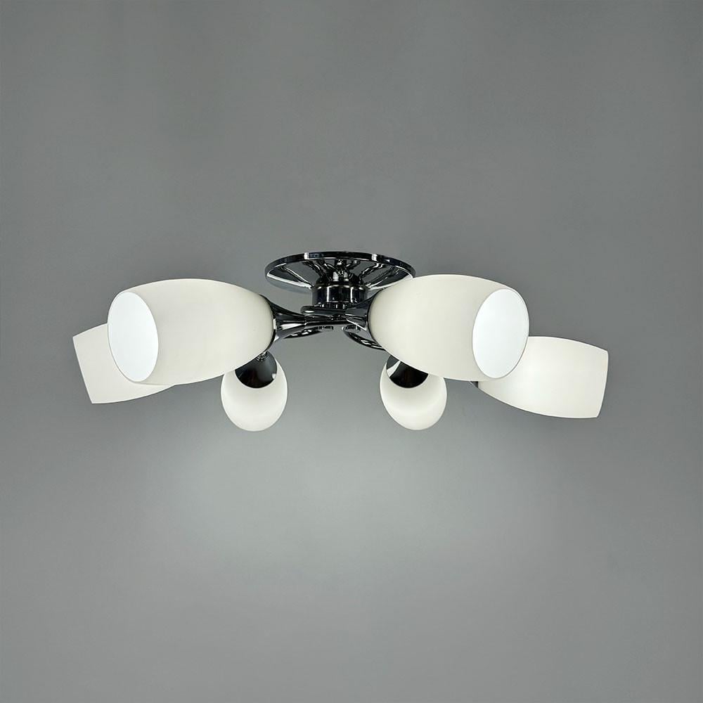 Люстра стельова на 6 білих плафонів Срібний (91066/6) - фото 3 Люстра стельова на 6 білих плафонів Срібний (91066/6) - фото 3