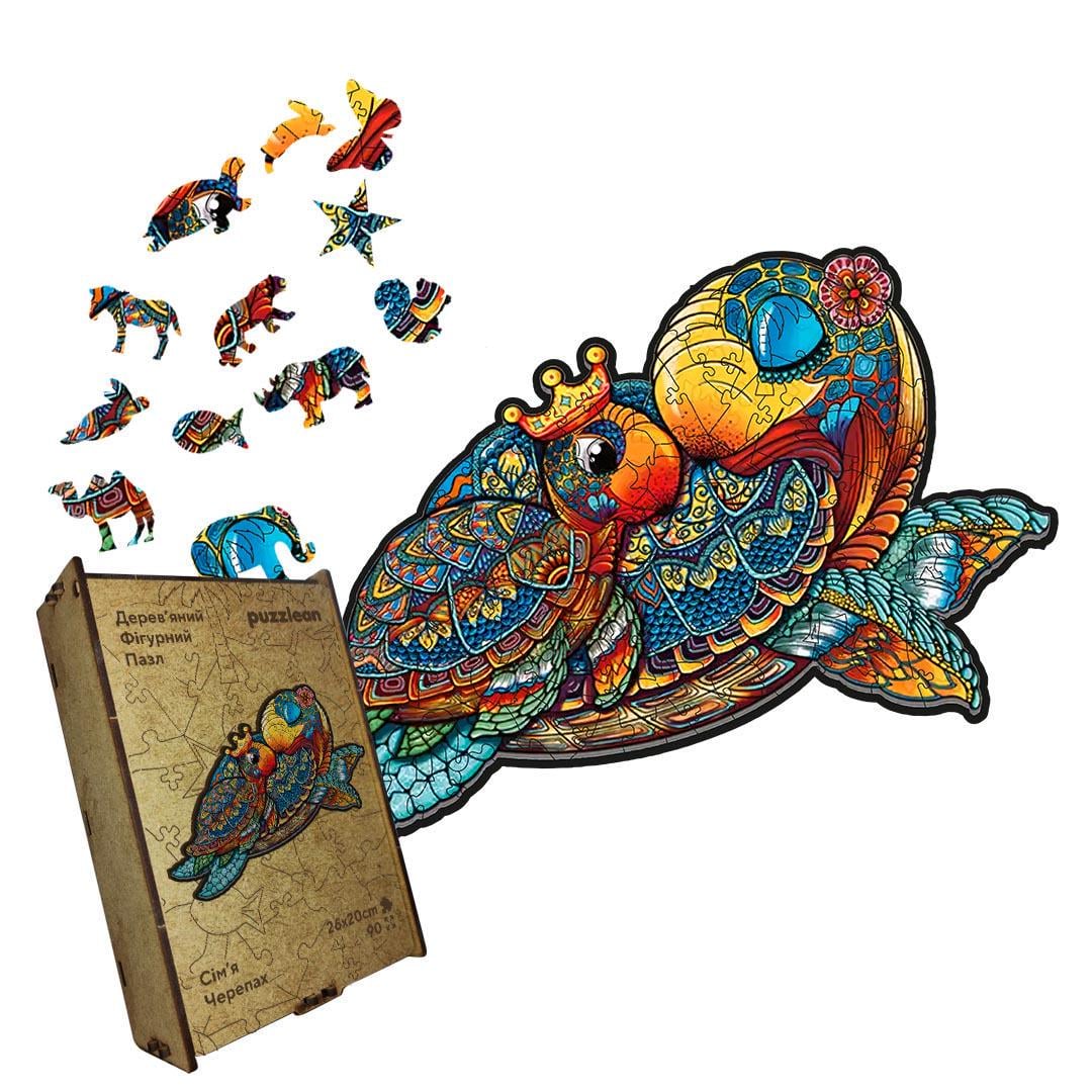 Пазл дерев'яний Сім'я Черепах картонна коробка А2 300+ елементів Пазл дерев'яний Сім'я Черепах картонна коробка А2 300+ елементів