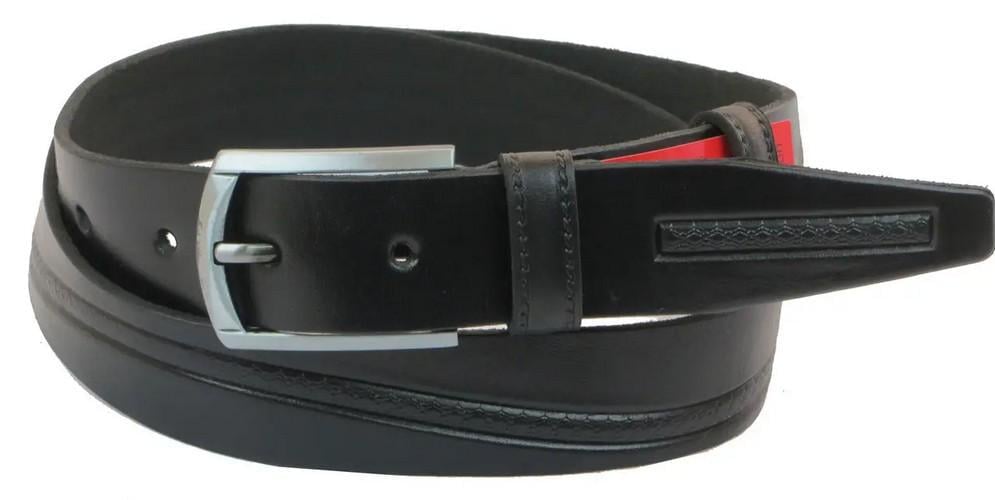 Ремень кожаный мужской Skipper 3,5 см Черный (super620_1047-35)