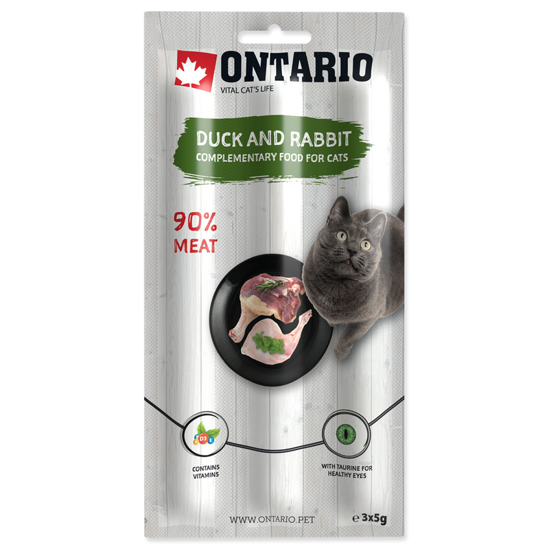 М'ясні палички для котів Ontario Stick Duck&Rabbit з качкою та кроликом 3х5 г (213-5826)