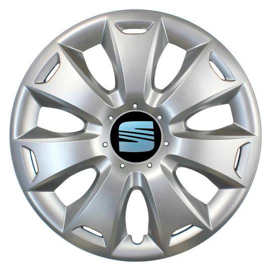 Ковпаки автомобільні SKS 335 R15 з логотипом Seat 4 шт. Сріблястий