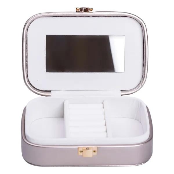 Шкатулка-органайзер для украшений с накидным замком для хранения 15х10х5 см. Серебристый (HP-5-33G)