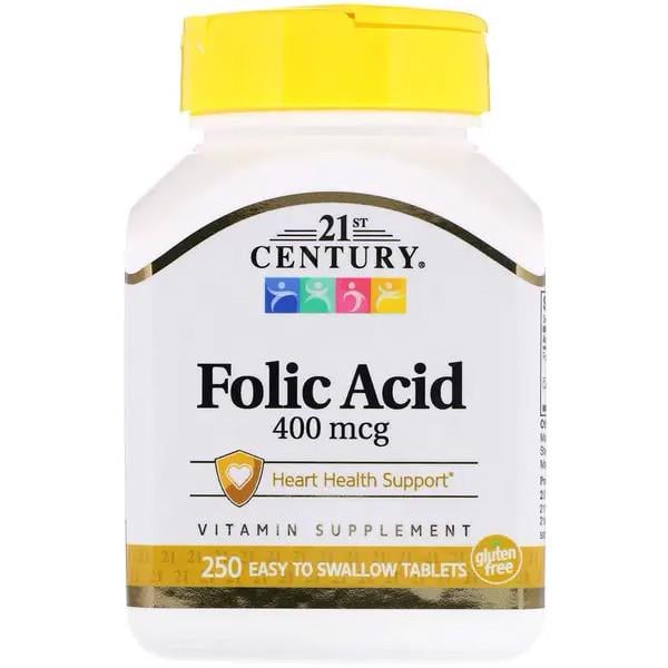 Фолієва кислота 21st Century Health Care Folic Acid 400 мкг 250 таблеток (CEN-21377)