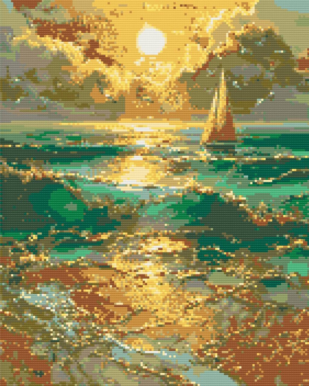 Алмазна мозаїка Пейзаж Самотнє вітрило у морі 40x50 см (OD30610-01)