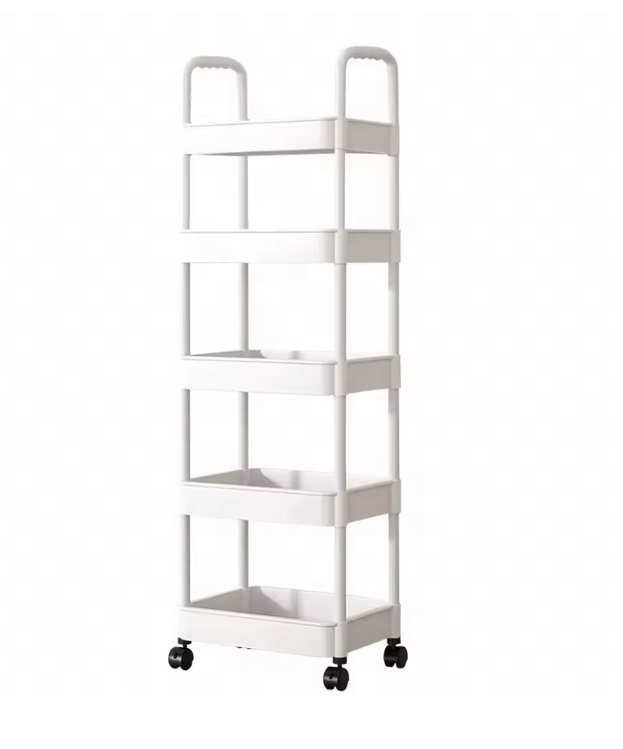 Этажерка-стеллаж на колесах 5 полок для ванной/кухни 32х20х100 см Белый (29868381)