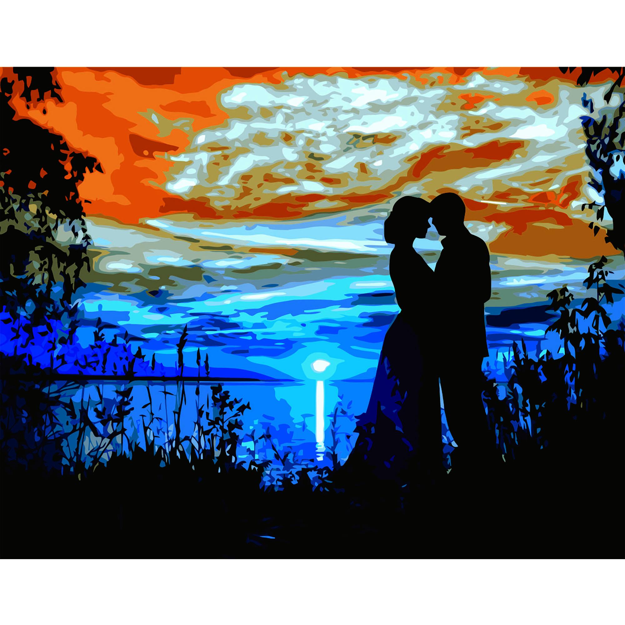 Картина по номерам Strateg Двое у озера 40x50 см (VA-2613)