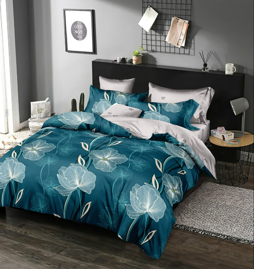 Комплект постельного белья хлопчатобумажный класса-А двуспальный 175х210 см наволочка 50х70/70х70 см 2 шт. Бирюзовый (24585202)