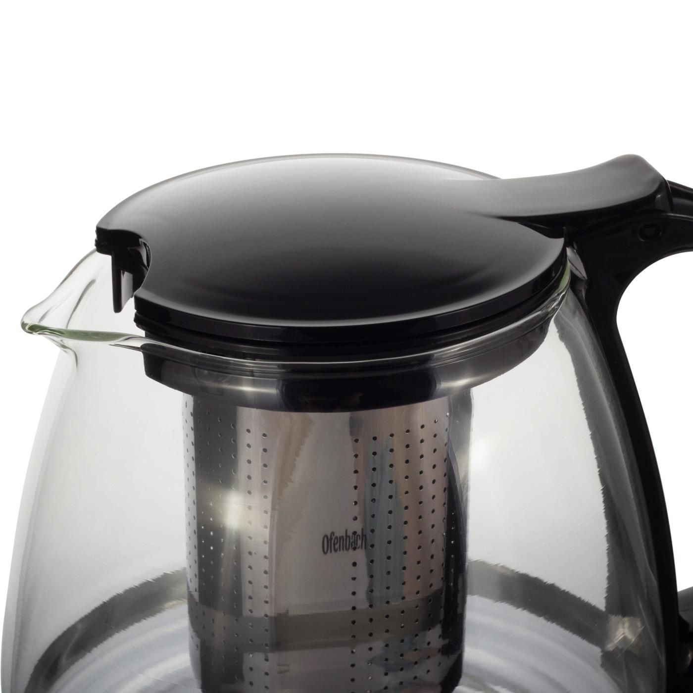 Заварочный чайник со съемным ситечком Ofenbach KM-100614S из термостойкого стекла 750 мл Прозрачный (150-84-100614S) - фото 7