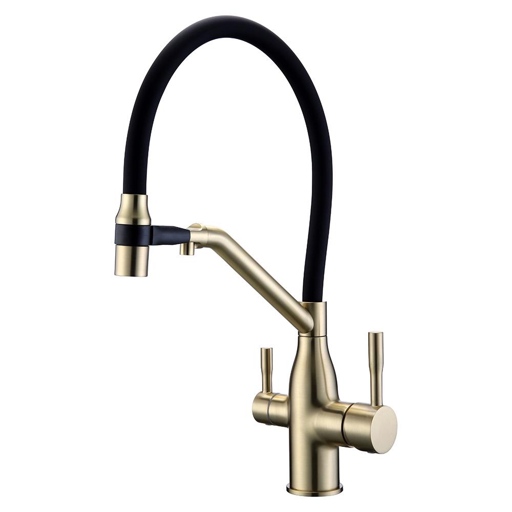 Змішувач для кухні Frap F4397-3 на дві води Чорний (214087) Змішувач для кухні Frap F4397-3 на дві води Чорний (214087)