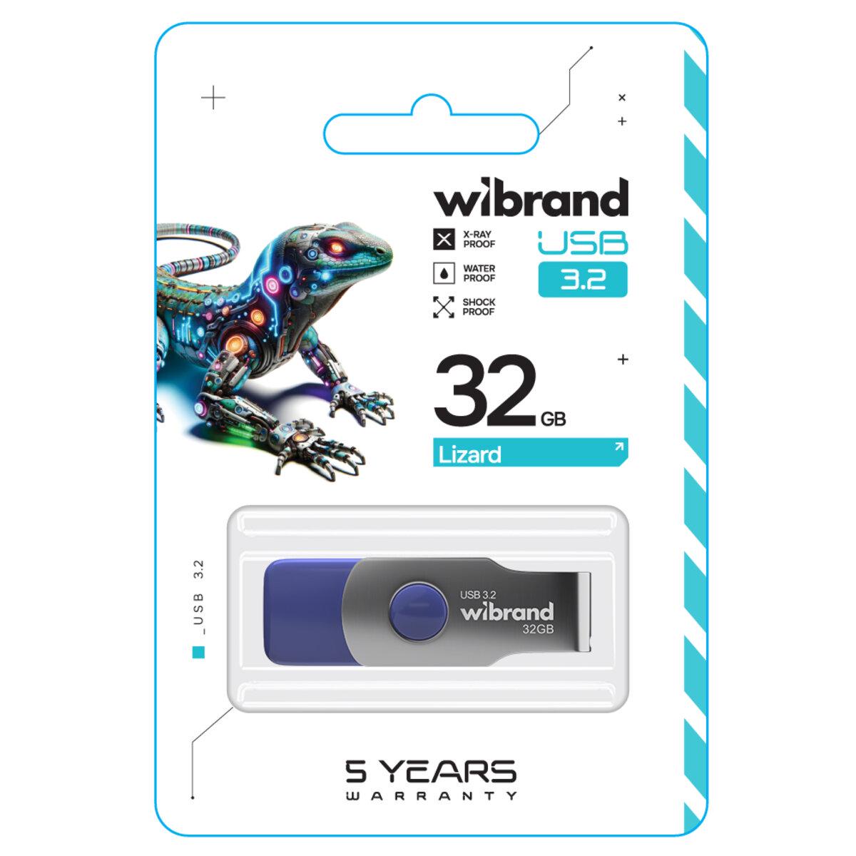 Флеш-память USB с поворотным корпусом Flash Wibrand WI3.2/LI32P9LU USB 3.2 Gen1 Lizard 32 Gb Light Blue (602181) - фото 1