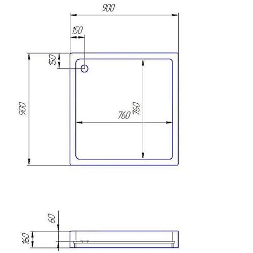 Душовий піддон акриловий SANTERNO 900х900 мм - фото 2 Душовий піддон акриловий SANTERNO 900х900 мм - фото 2