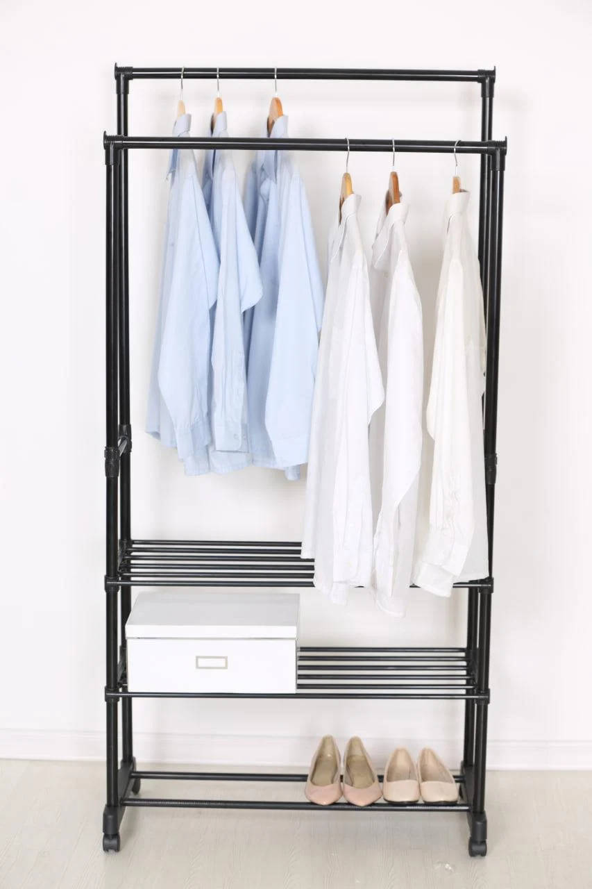 Стойка-вешалка для одежды с полками 150х70х30 см