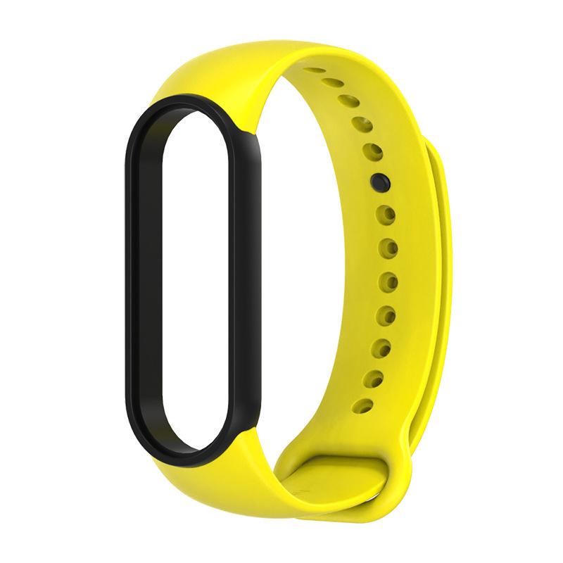 Ремешок для фитнес-браслетов Mijobs для Xiaomi Mi Band 5/6 силиконовый с рамкой Желтый/Черный (1011P)