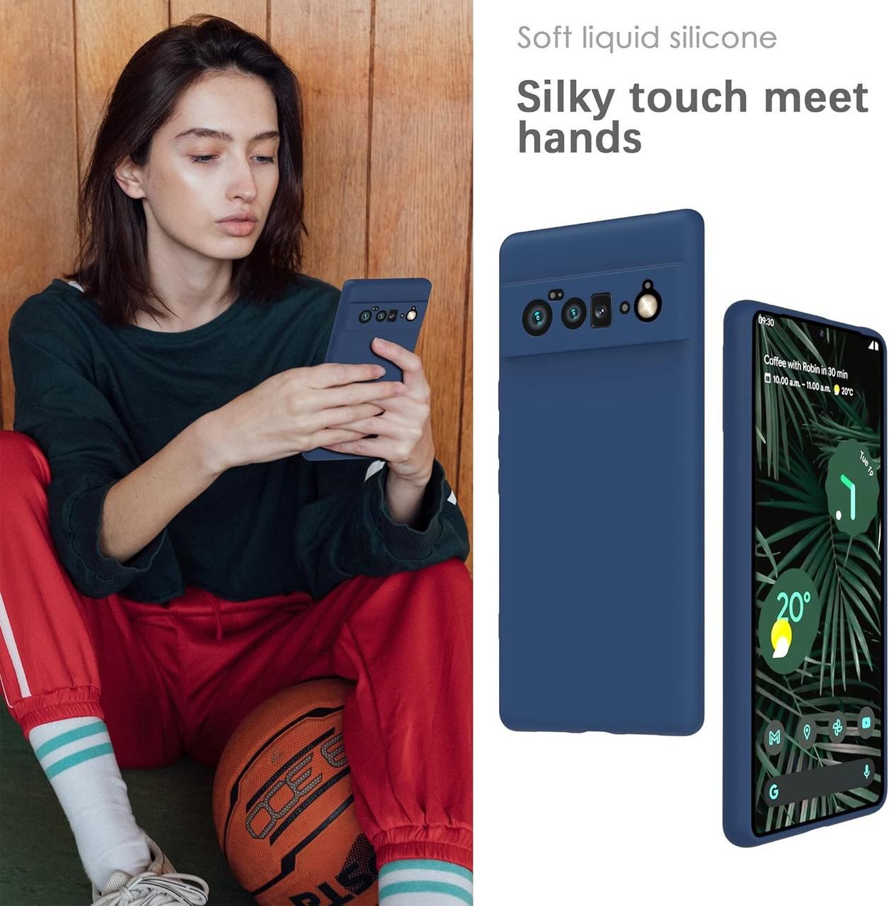 Силиконовый чехол для Google Pixel 6 Pro (с микрофиброй внутри) Темно-синий - фото 6 Силиконовый чехол для Google Pixel 6 Pro (с микрофиброй внутри) Темно-синий - фото 6