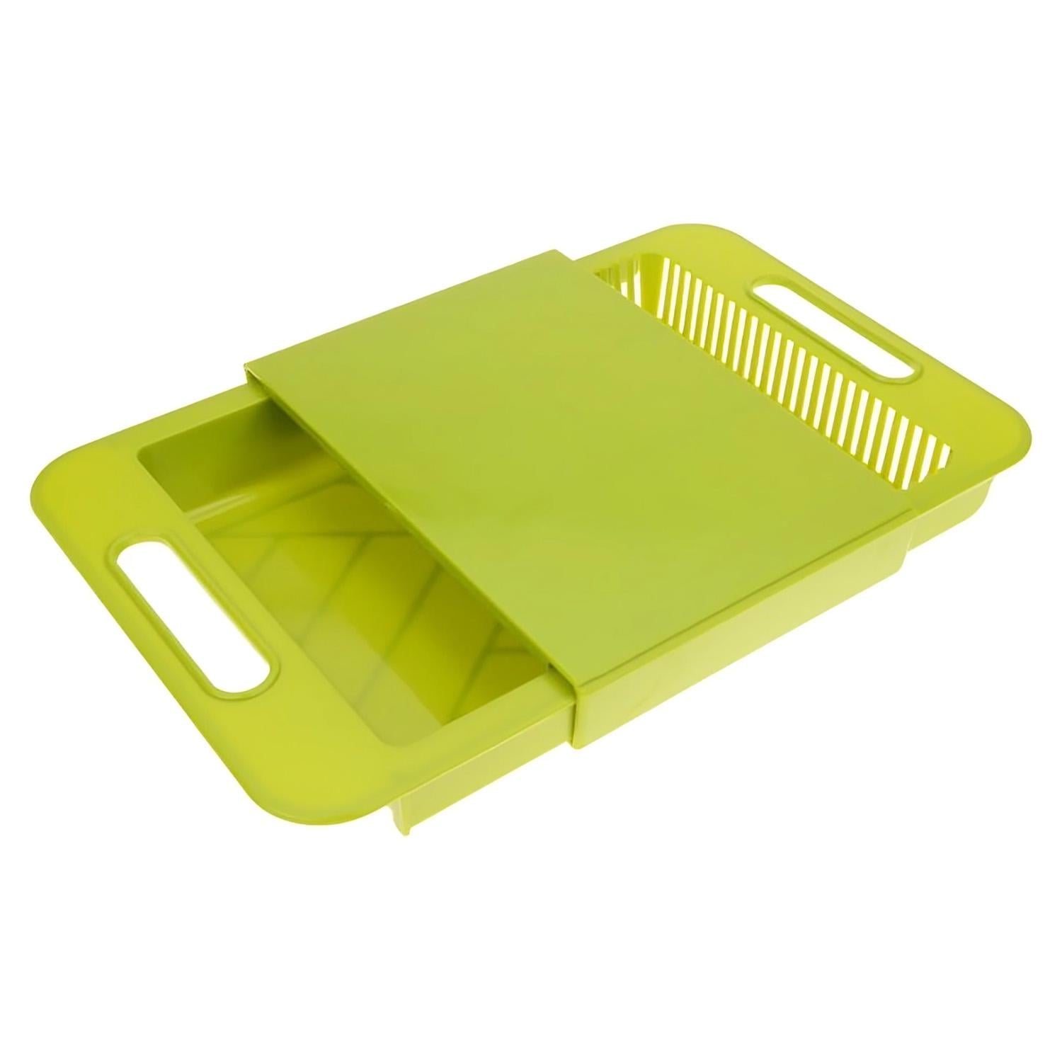 Дошка кухонна на раковину розсувна з друшляком 36,5х24,5 см Зелений (20545668)