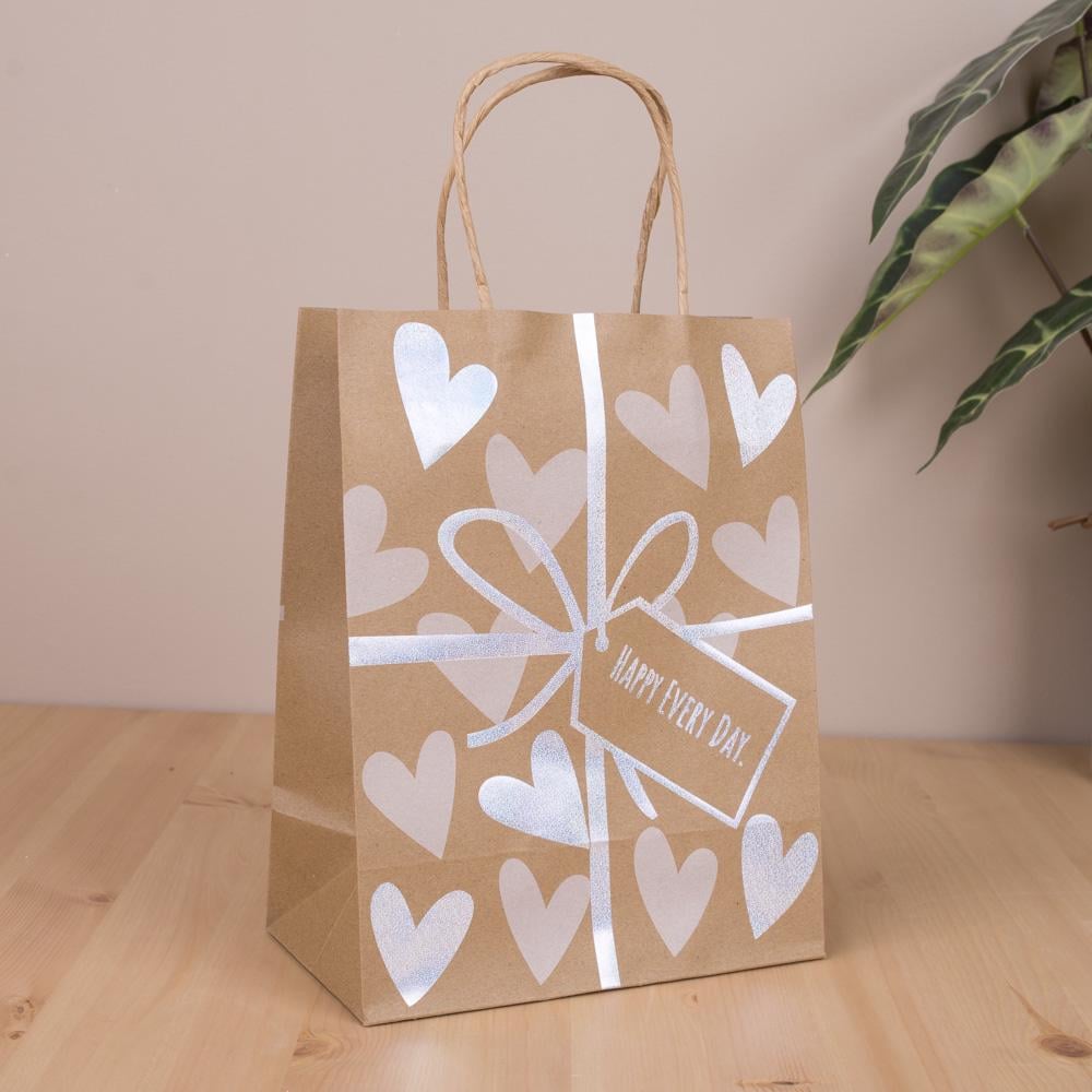 Подарочный пакет крафт микс Happy every day 23х18х9 см Серебряный (1042-10) Подарочный пакет крафт микс Happy every day 23х18х9 см Серебряный (1042-10)