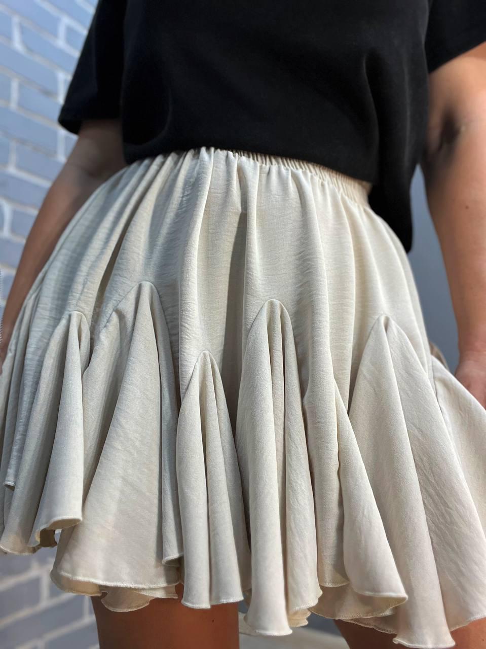 Юбка женская Fardi 286 пышная воланы короткая OS Бежевый (2152) - фото 4