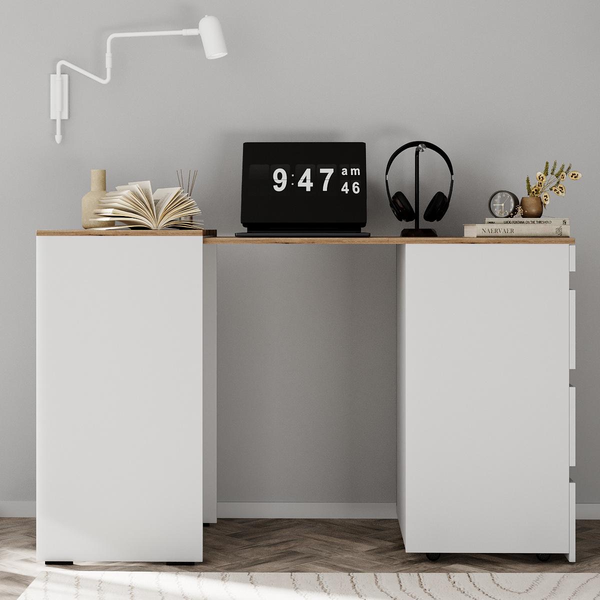 Стол комод-трансформер Molli 1400x450x756 мм Белый бриллиант/Дуб Эвок (GATB01011000000) - фото 4 Стол комод-трансформер Molli 1400x450x756 мм Белый бриллиант/Дуб Эвок (GATB01011000000) - фото 4