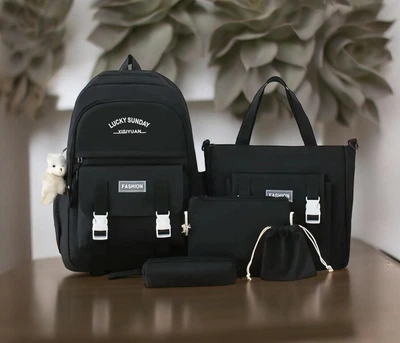 Рюкзак школьный для девочки Lucky Sunday Fashion 5в1 Черный